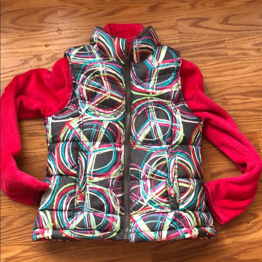 2 piece puffer vest & zip up, girls 8